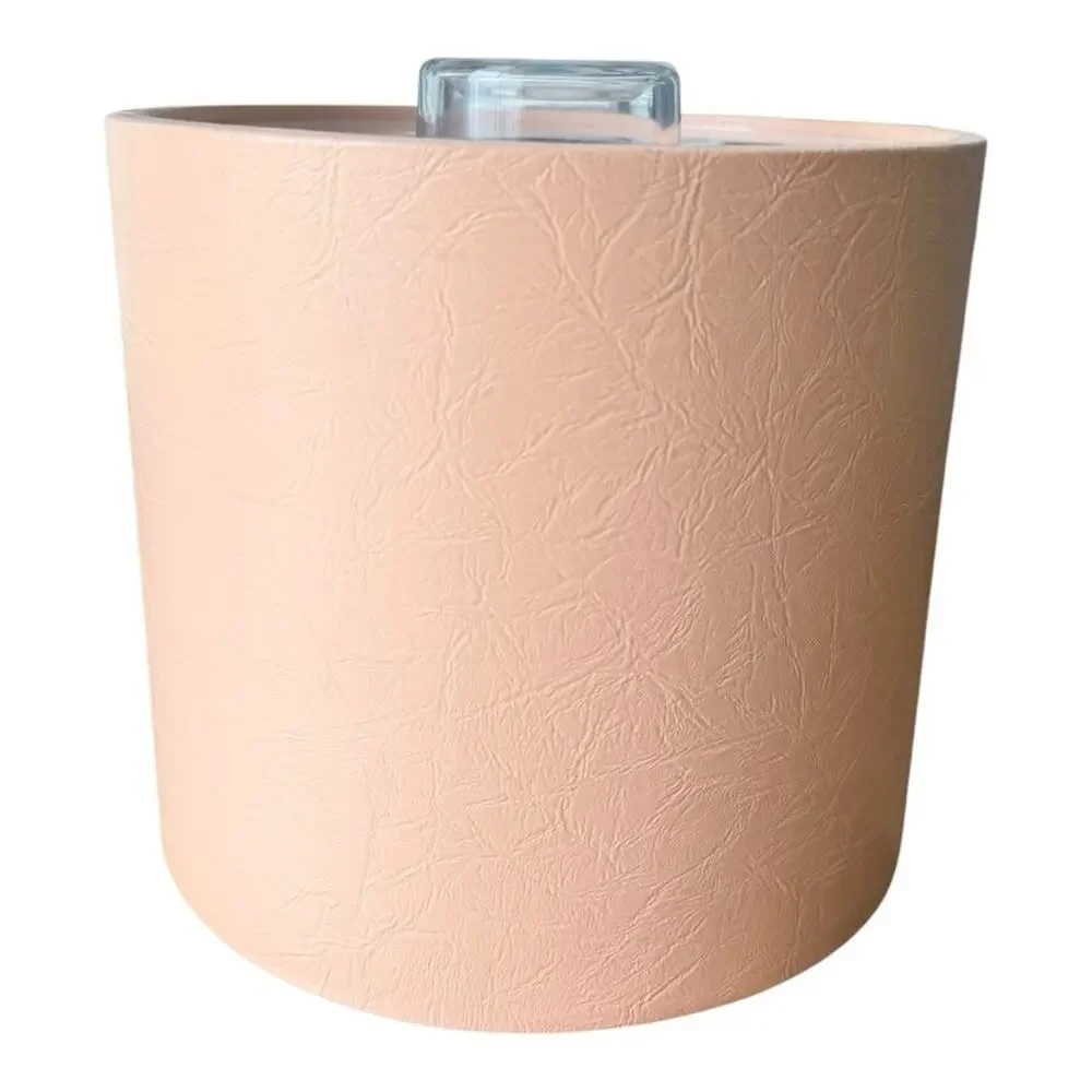 Vintage 80s peach vinyl and clear acrylic ice bucket retro pink bar ware